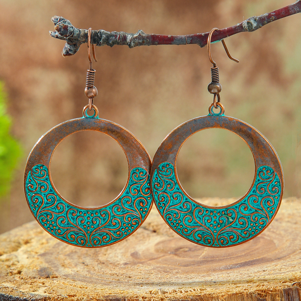 Juego de pendientes de estilo bohemio, muy vendido en el extranjero, pendientes de estilo antiguo populares en Europa y América, fabricante de joyería de Amazon al por mayor