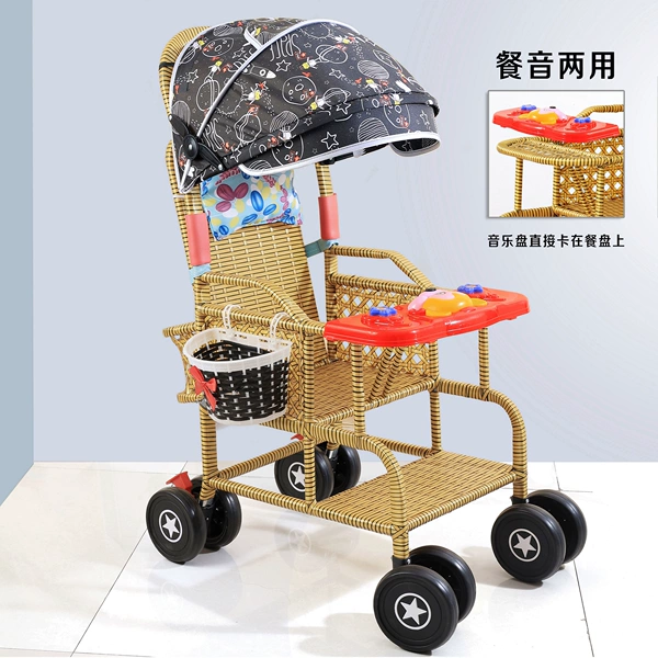 Double braided dining chair with adjustable backrest and shed, air pocket, seat belt, basket and mosquito net