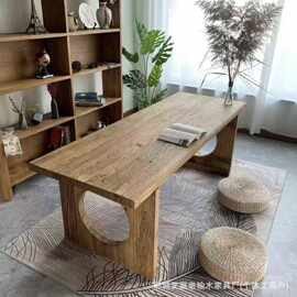 中式老榆木茶桌老门板泡茶桌客厅办公室喝茶长方形桌子实木茶台桌