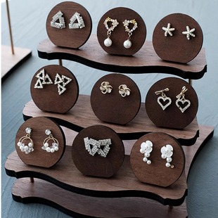 Retro Mini Round Earrings Brand Jewelry Display Stand Jewelry Display Market Stall Storage Photo Props