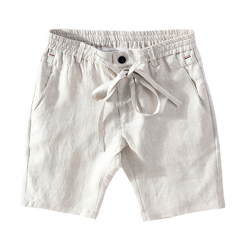 Vara nouă bărbați casual fire țesute in respirabil pantaloni scurți tineret subțire elastic cu cap și dantelă până pantaloni capri_voghion.com