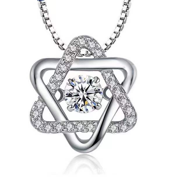 S925 Sterling Silver Six-pointed Star Pendant Necklace With Sparkling Diamonds, Fashionable And Versatile, Elegant_voghion.com