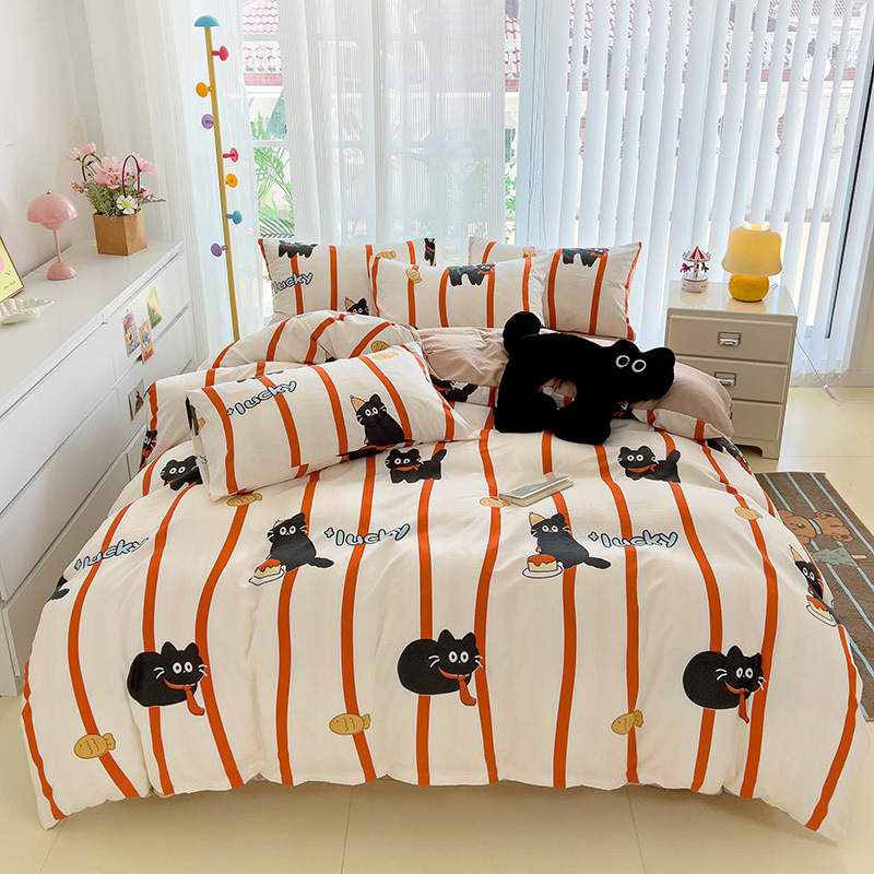 Fabrica textil de Nantong al por mayor sábanas de algodón nubes set de cuatro piezas set de edredón de viento idílico set de camas de dormitorios de estudiantes set de tres piezas