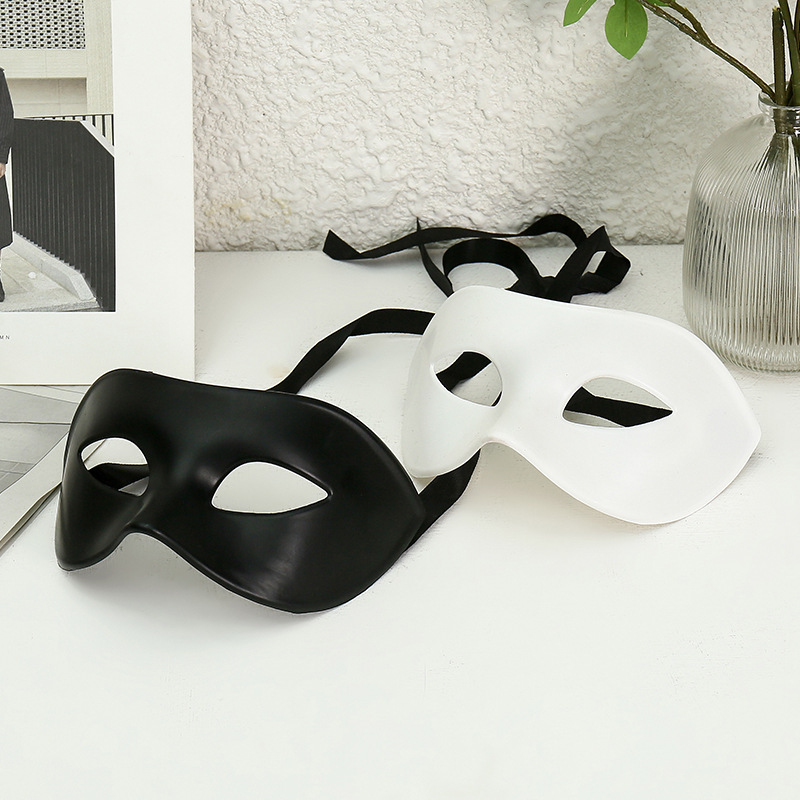 Accesorios de Halloween Ball Adultos Media cara máscara negra Blanca máscara de ojos gruesa para hombres y mujeres artículos de Navidad retro