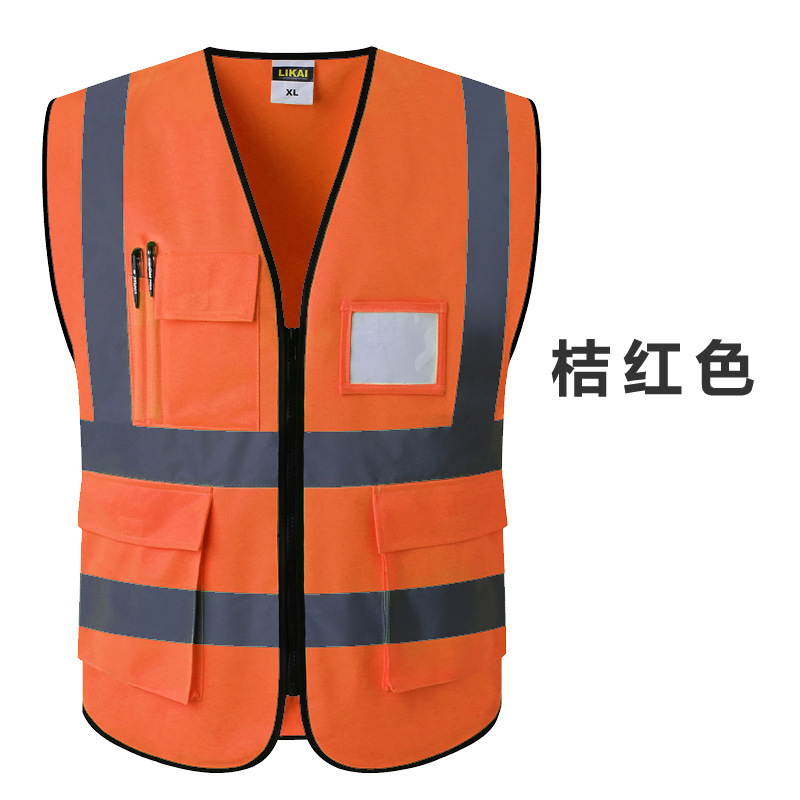 LIKAI chaleco reflectante de ingeniería chaleco fluorescente multi-Bolsillo tráfico seguridad vial ropa protectora imprimible