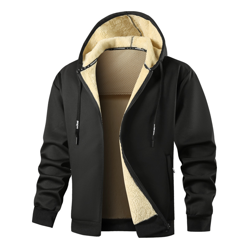 25 Years Graphene Fleece-Lined Jacket Men's Autumn and Winter Outwear Men's Cotton Outwear New Hooded Thickeneded Large Size for Young and Middle-Aged People