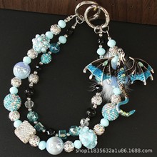 新珐琅龙变色珠高档挂链富婆链重工精品手作串珠手机链条包包挂链