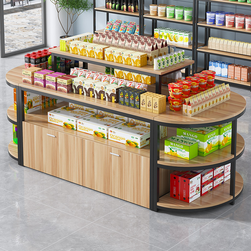 超市便利店中岛展示柜货架零食文具店陈列置物产品多层堆头流水台