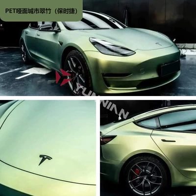 Car Film Color Changing Film | Auto Color Change Film - pet-matte-urban-green-bamboo-porsche-15216m