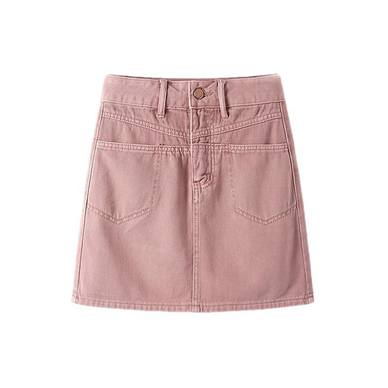 Fuchsia denim skirt, mini-skirt, A-line