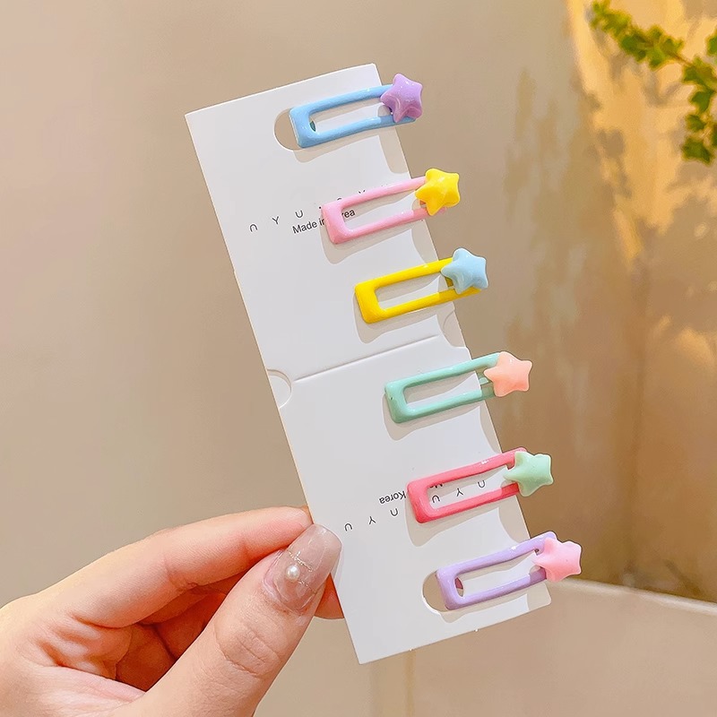 Color brillante dibujos animados de geometría de frutas para el cabello de niños no lastimar clip de cabello BB para mujeres frises acabado clip lateral de cabello roto de alto nivel