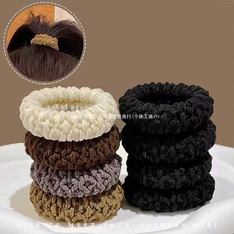 【5 items】Bold and high-elastic hair ties