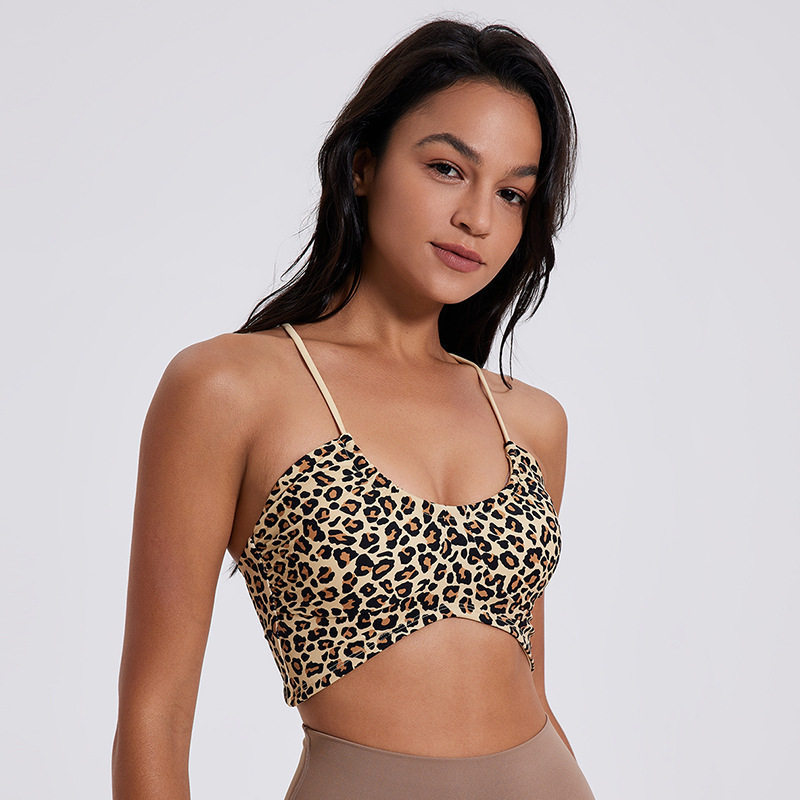 U gran pecho impresión de leopardo Europa y América sexy sujetador deportivo de belleza de espalda ropa interior acondicionadora chaleco de yoga de secado rápido
