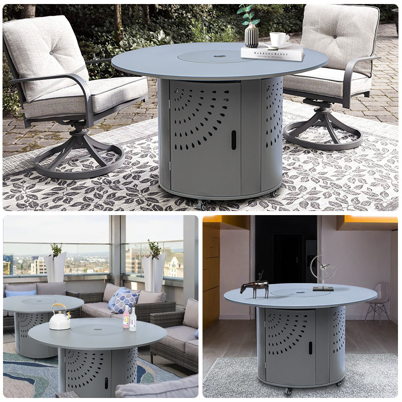 Artesanos al aire libre patio parrilla parrilla multifuncional gran mesa de jardín carbón eléctrico calefacción de doble propósito casa