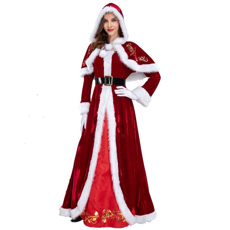 外国貿易 クリスマス衣装 大人女性 高齢者向け 欧米サイズ展開 クロスボーダー レッドドレス クリスマス公演衣装|undefined