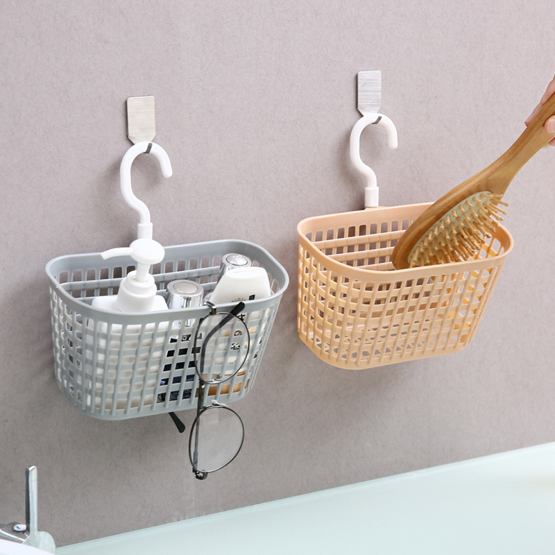 Single Hook Plastic Hanging Basket Bathroom Fashion Bath Rotatable Hanging Basket Sundries Rattan Storage Basket Hanging Basket
