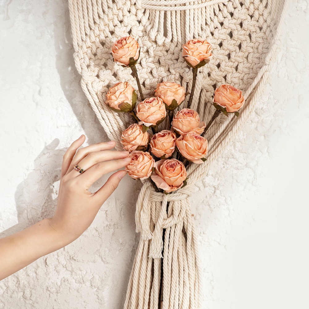 INS風烤邊手札玫瑰仿真花廠家家居裝飾跨境婚慶批發假花MW66786