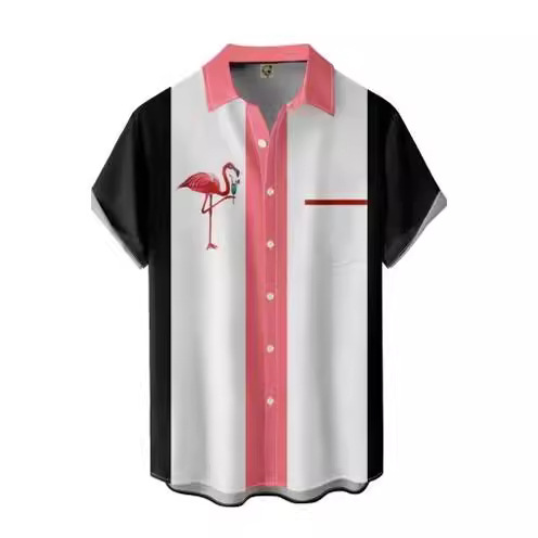 2023 nuevos hombres Hawaii europeo y americano ropa de los hombres impresión 3D del comercio exterior los hombres manga corta floja delgada camisa casual