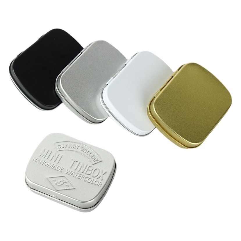 Fábrica al por mayor en stock Flip pequeña caja de hierro menta caramelo hierro puede pigmento caja de embalaje nail art embalaje pequeña caja de hierro