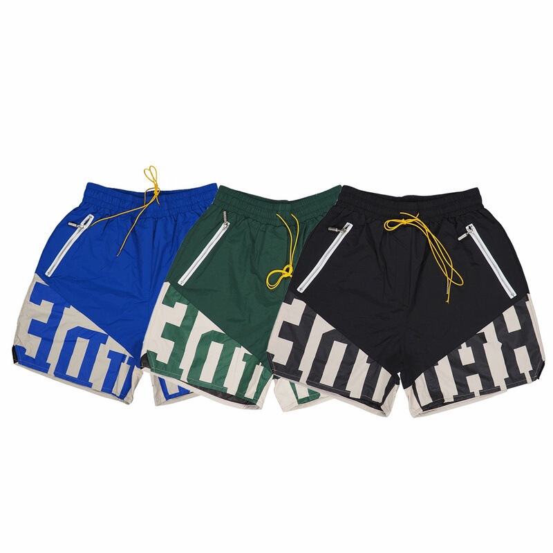 European and American Trendy Brand Rhude Elastic Casual Shorts for Men and Women High Street Color Matching Beach Sports Shorts