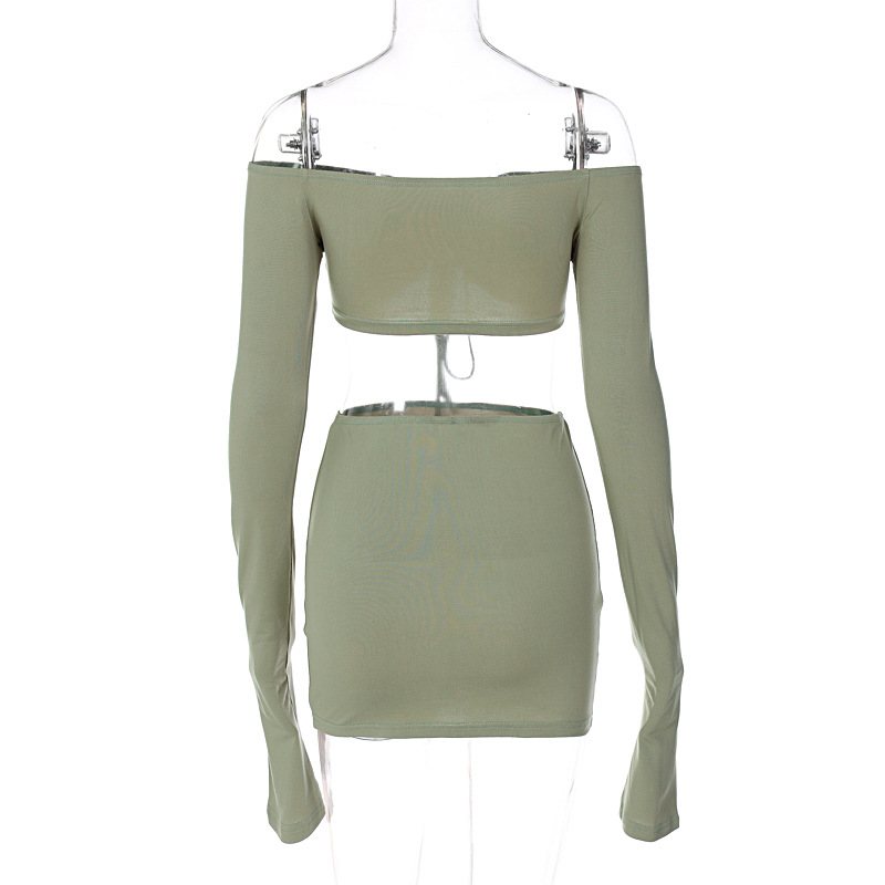 Women Clothing Winter Sexy Drawstring Lace Top Slim Skirt Set 7 Women Clothing Winter Sexy Drawstring Lace Top Slim Skirt Set
