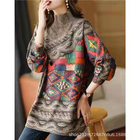 velvet knitted retro fashionable trend sweater