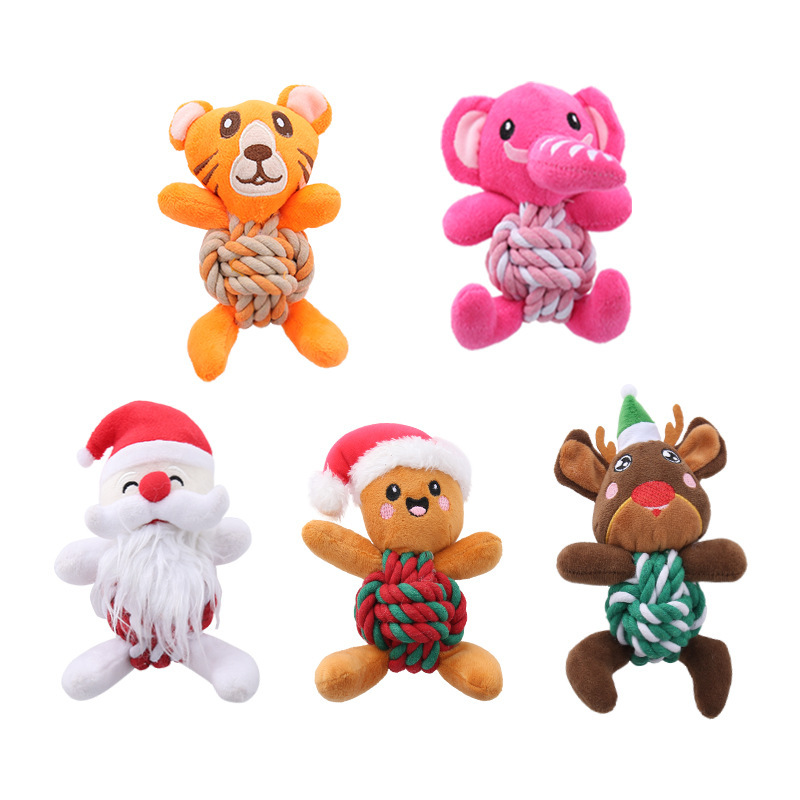 アマゾンの爆発的なペット玩具クリスマスシリーズのぬいぐるみのひもの音のおもちゃは歯ぎしりに耐えられます。|undefined