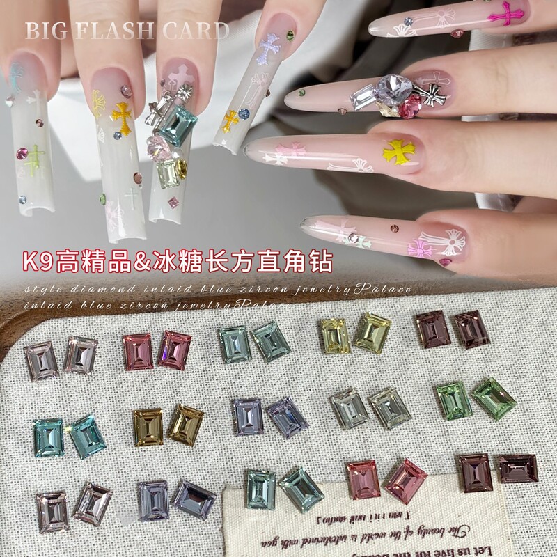 High-Quality K9 Colored Pointed-Bottom Shaped Rhinestones for Nail Art, Dazzling Sugar Cube and Pigeon Egg-Shaped Right-Angle Large Nail Diamonds Wholesale High-Quality K9 Colored Pointed-Bottom Shaped Rhinestones for Nail Art, Dazzling Sugar Cube and Pigeon Egg-Shaped Right-Angle Large Nail Diamonds Wholesale