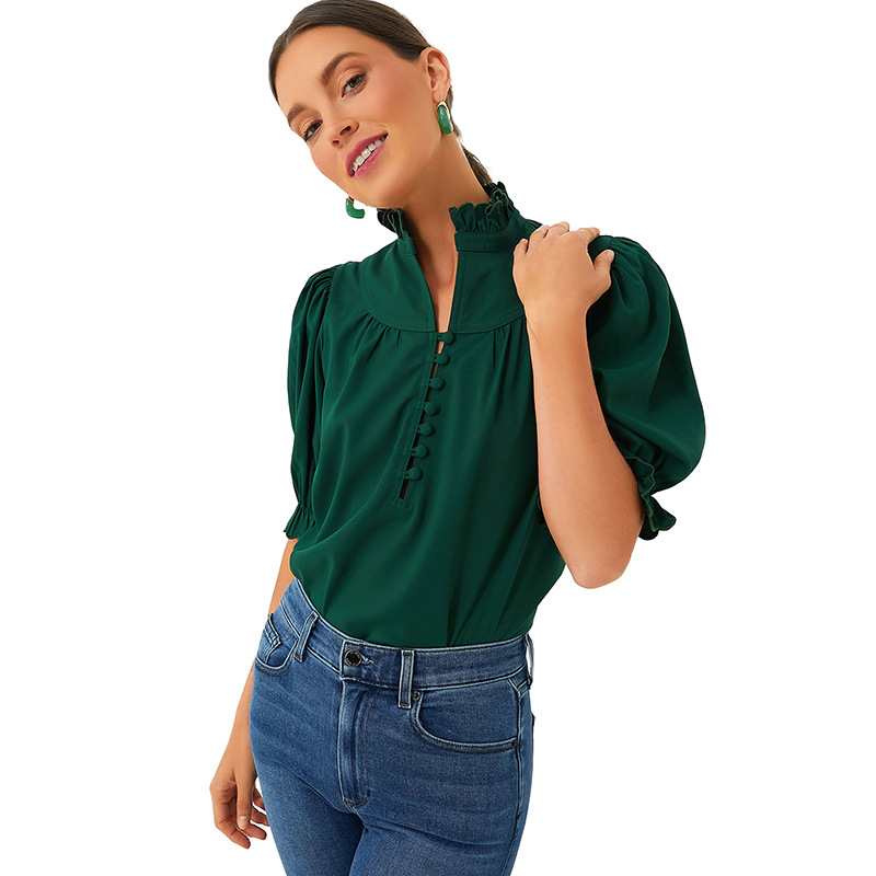 New Ruffled Short Sleeves Top For Women
