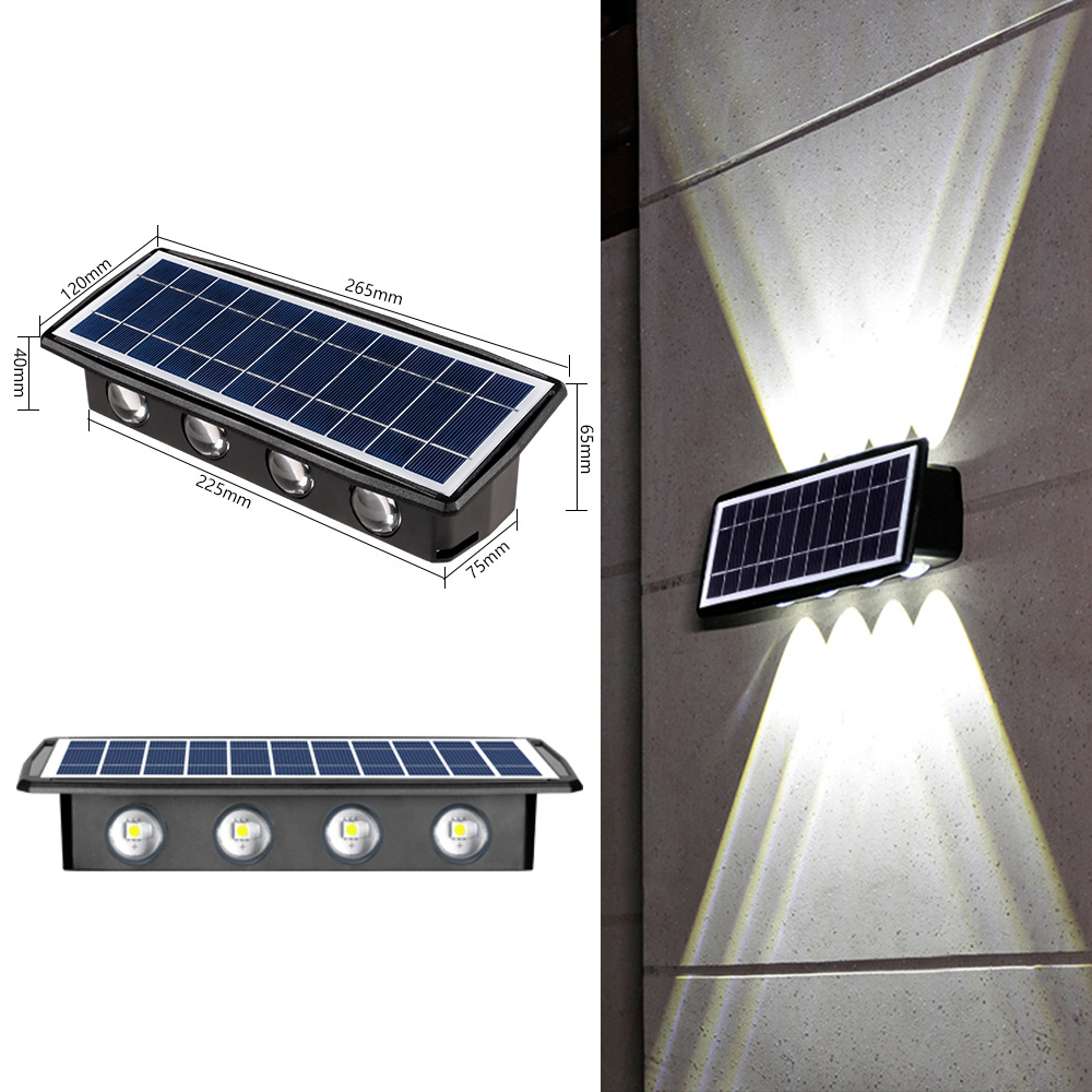 Lente convexa solar lámpara de pared lámpara de lavado hogar avanzada lámpara de paisaje impermeable Villa patio jardín arriba y abajo lámpara de pared