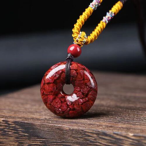 High content of raw ore, translucent cinnabar crystal sand, safety buckle pendant, imperial sand, men and women, zodiac year pendant