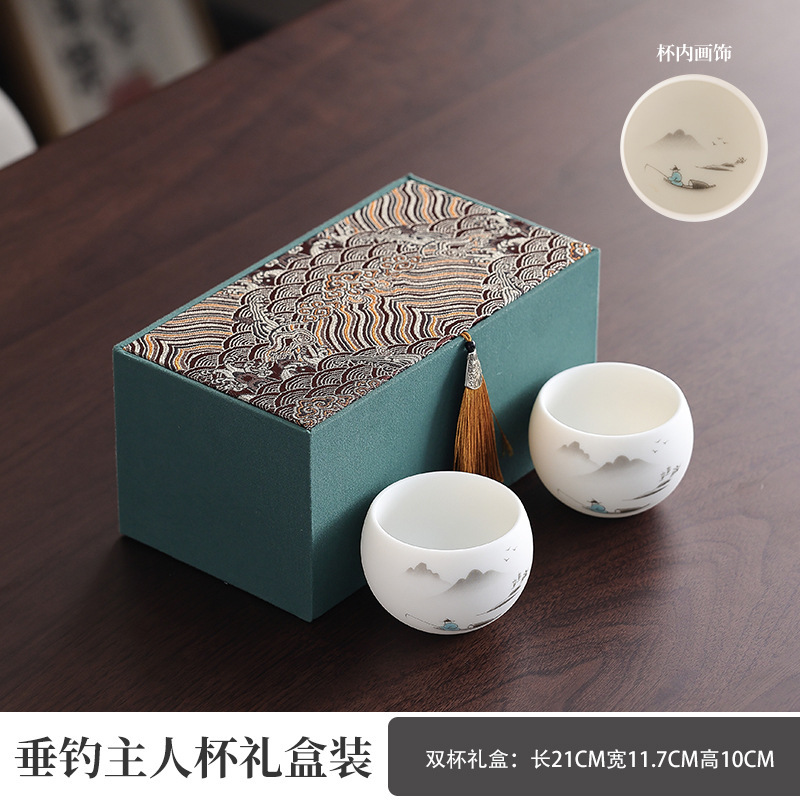 主人杯单杯对杯茶杯茶盏羊脂玉茶具品茗杯高档送长辈实用伴手礼物|undefined