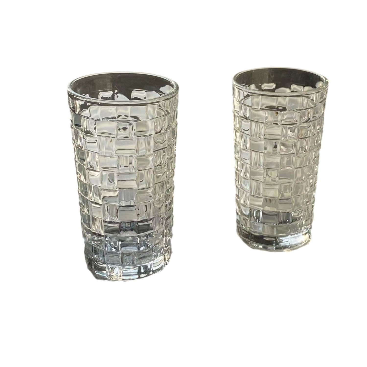 Taza de vidrio en relieve de ratán Taza tejida creativa Taza de agua en relieve para el hogar de bosque fresco Taza de bebida fría de café de jugo