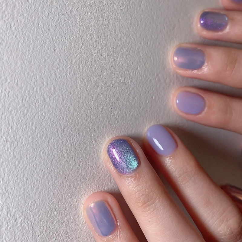 Foreign trade colorful aurora fake nail smudges manicure short cross-border nail beauty piece purple nail piece fake nail piece 24 pieces