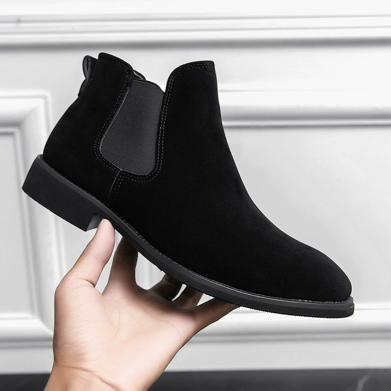 Мужские высокие ботинки, новые мужские модные ботинки Martin из коровьей замши, короткие ботинки без шнуровки, ботинки челси, цельная доставка