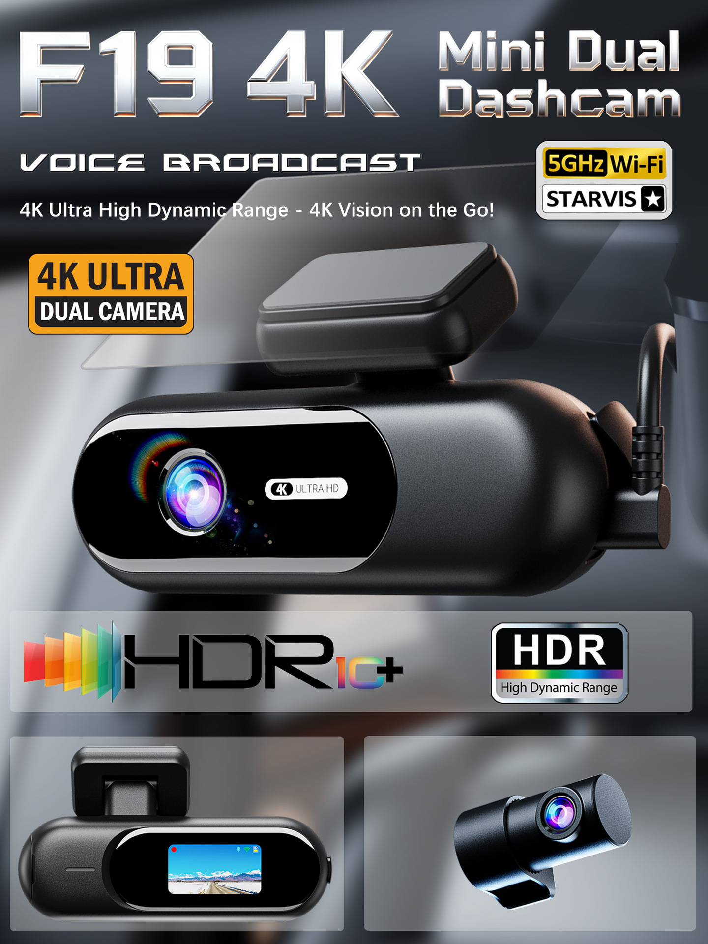 Cross-border single/dual-lens hidden dashcam, 4K high-definition wireless WIFI hidden recorder