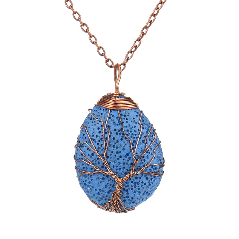 Retro Leaf Alloy Plating Volcanic rock Pendant Necklace 1 Piece