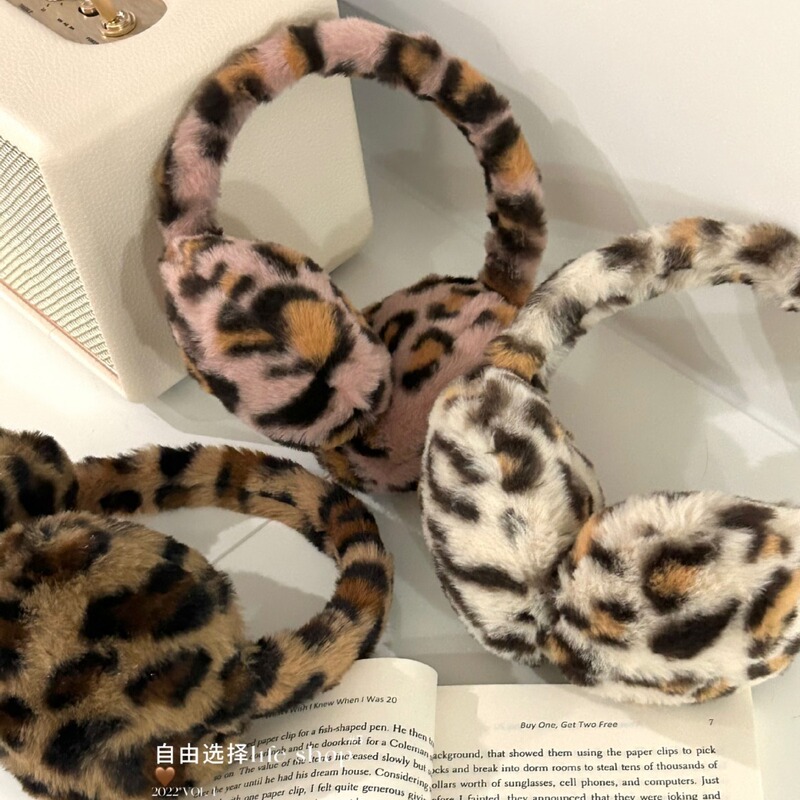 秋冬のヒョウの紋様の柔らかいウサギの絨毯の耳カバーの耳の保温の甘いクールなギャルの保温のイヤホン式のぬいぐるみの耳カバーの女子学生|undefined