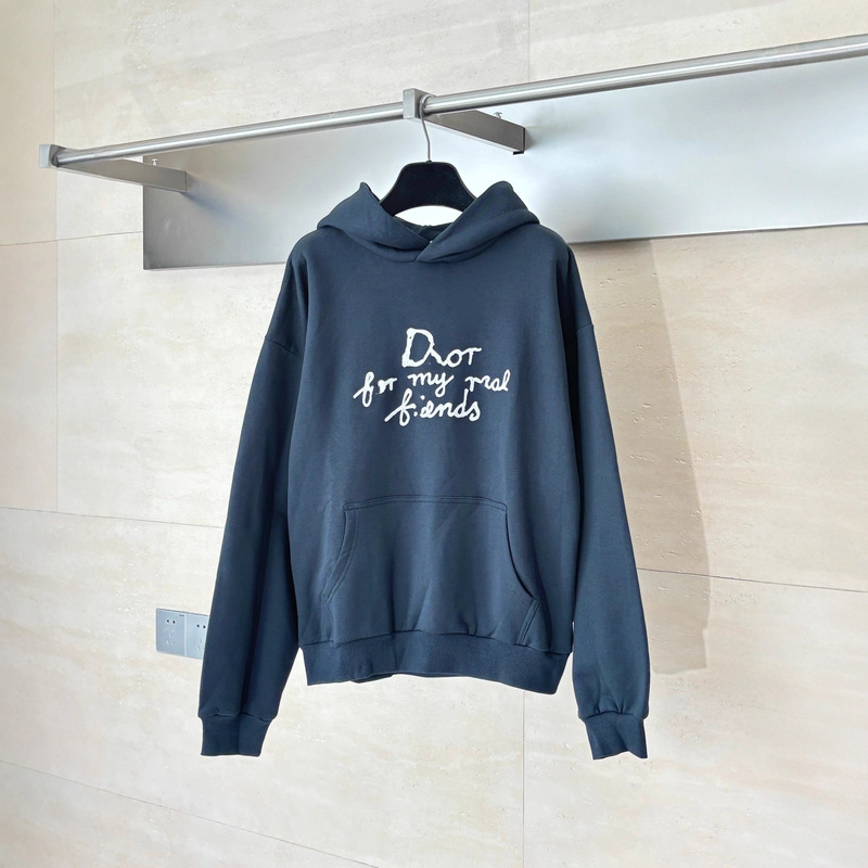 Correct Version of Di Home 25 Early Autumn New Navy Blue Iconic Rope Embroidered Logo Embroidered Long-Sleeved Hooded Sweatshirt for Men and Women