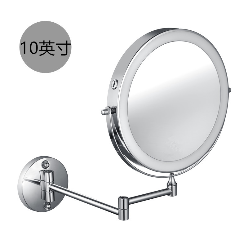 8 pulgadas plegable LED espejo de maquillaje retráctil colgante de pared espejo de vanidad espejo de doble cara con luz ampliada recargable espejo de baño