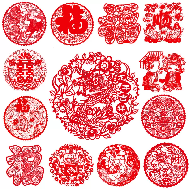 过年2025春节福字过年窗花蔚县剪纸窗贴红色出国留学送老外批发