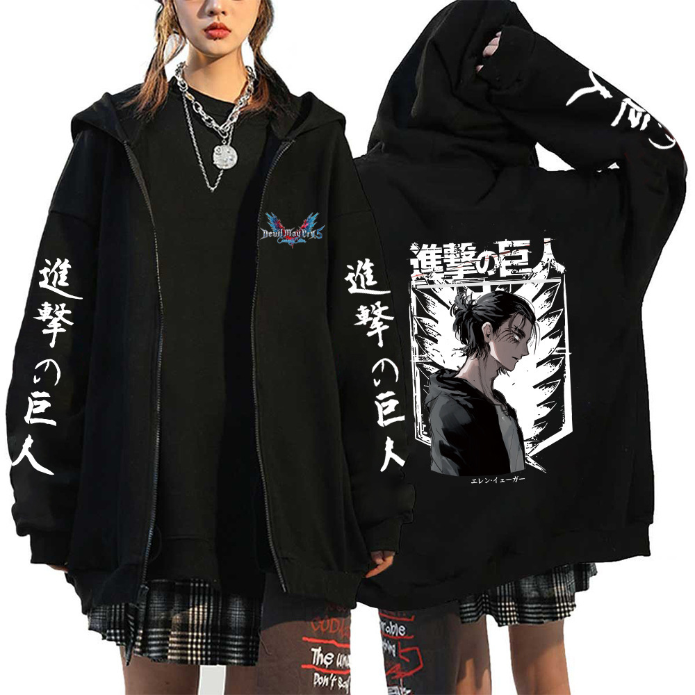 Anime Attack On Titan Men Women Zip Hoodies Yeager Eren