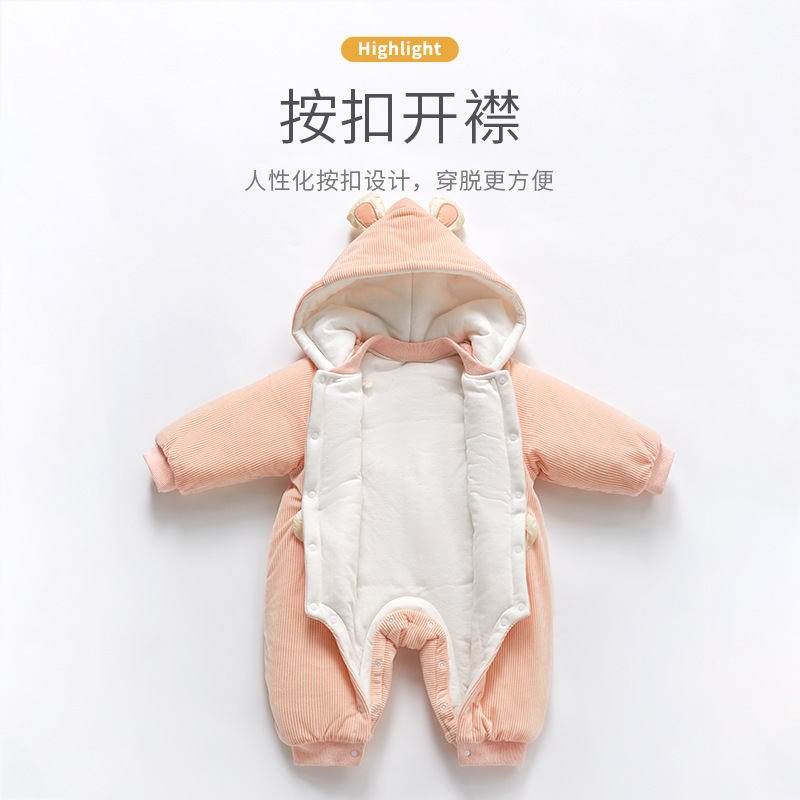 Mono del bebé Otoño e Invierno de los hombres y las mujeres engrosada caliente acolchado invierno mameluco traje recién nacido Ropa bebé
