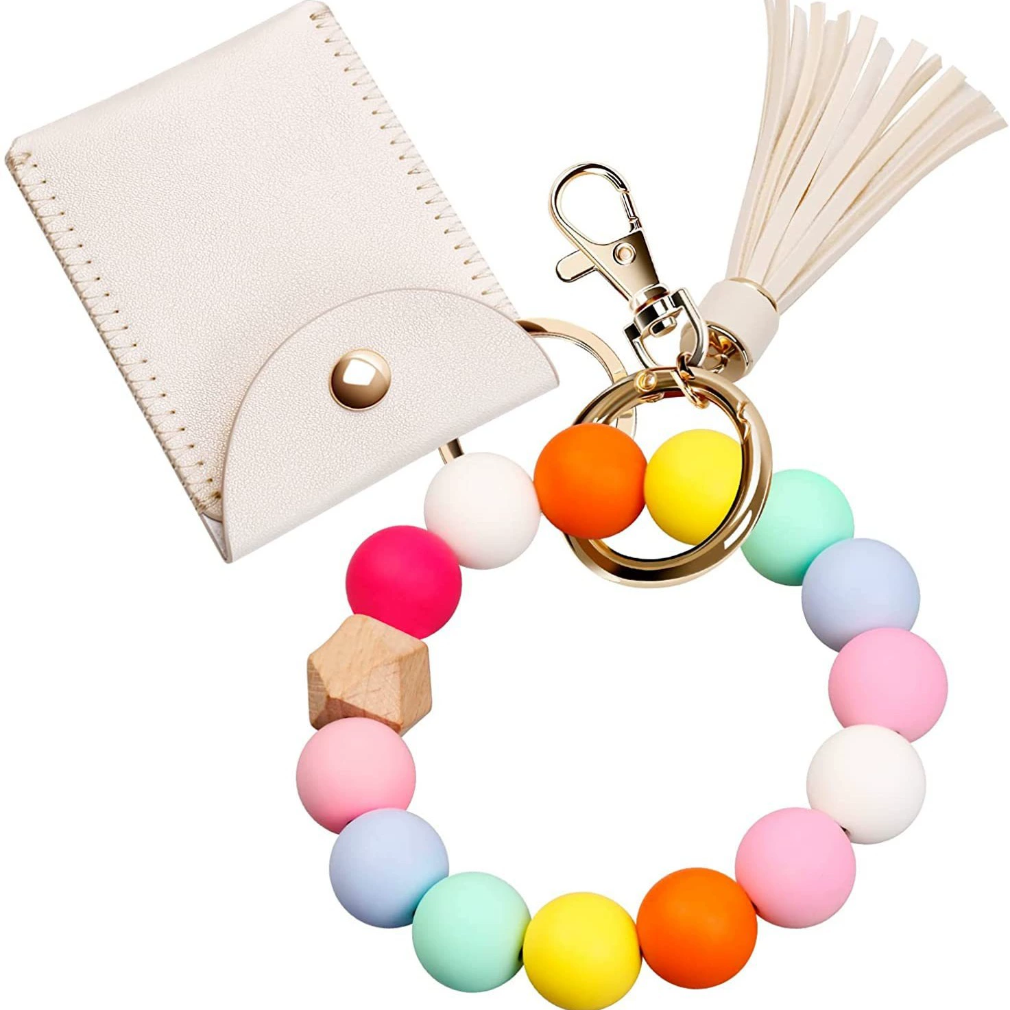 Silicone card holder with tassels, keychain, wallet, bracelet, European style