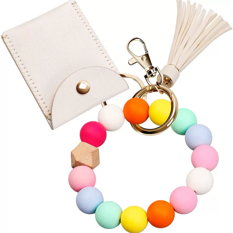 Silicone card holder with tassels, keychain, wallet, bracelet, European style