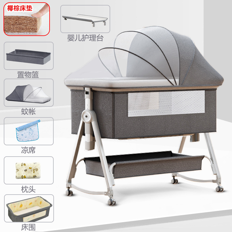 Cuna móvil Cuna portátil Cuna para bebé Cama plegable multifuncional bb Cama grande de costura para niños recién nacidos