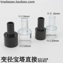 亚克力软管接头透明宝塔直接软硬管变径接头黑色硬管转软管转接头