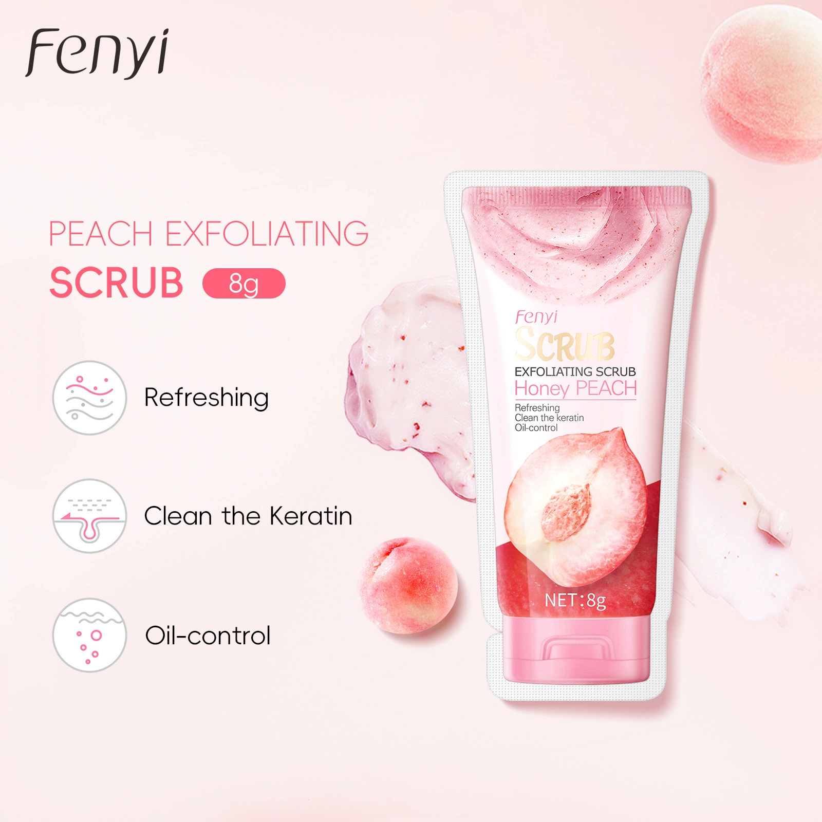 Скрабинг для тела Exfoliating Body Scrub (Fenyi) 8 г — Персик и Мед, очищение пор, контроль за жирностью