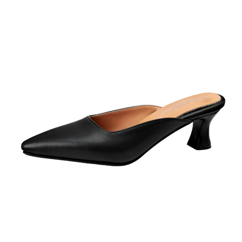 Foreign trade cross-border spring and summer large and small size 32-46 sandals, closed-toe half-slippers, high-heeled women's shoes for outdoor wear