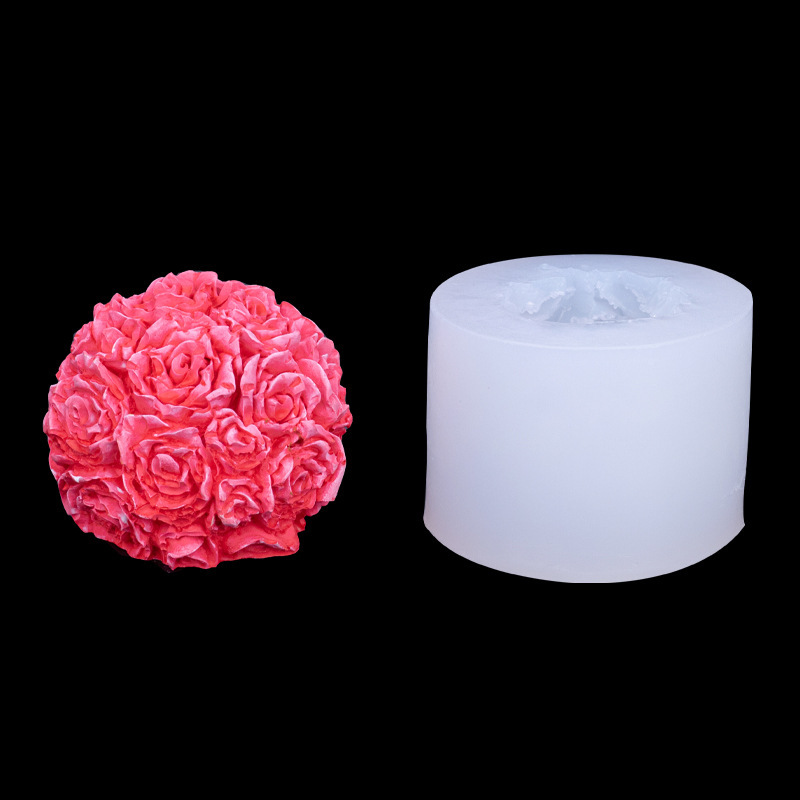 Molde de vela con forma de bola de rosa grande y pequeña Molde de yeso de aromaterapia de vela hecha a mano Decoración de pastel de fondant